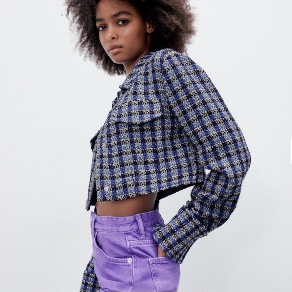 Zara Cropped Multicolor Jacket Size XS
